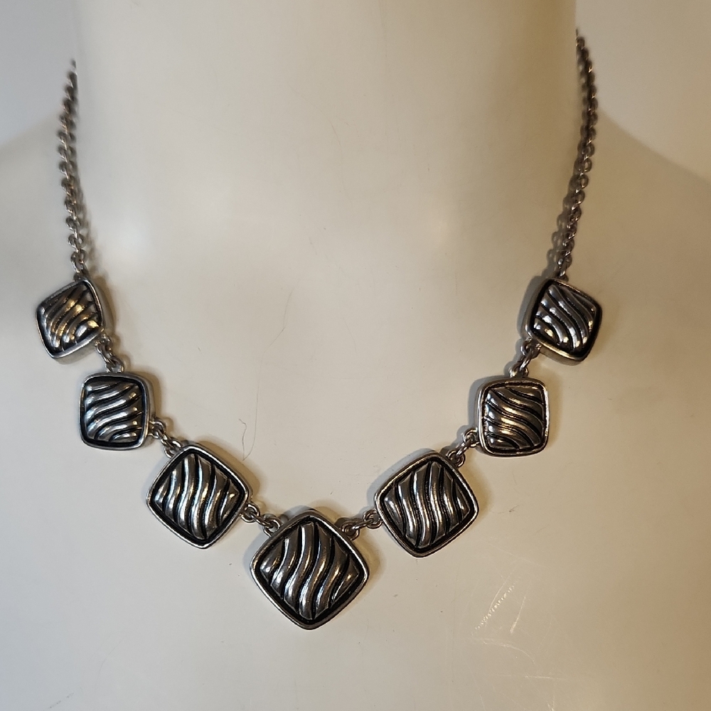 Napier | Vintage | Silver Geometric Necklace/ Chocker | Adjustable 18"-28